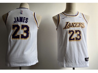 Nike Youth Los Angeles Lakers #23 LeBron James New Style Jersey White