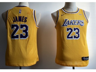 Nike Youth Los Angeles Lakers #23 LeBron James New Style Jersey Yellow
