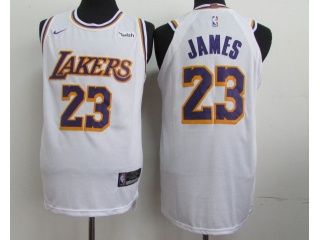 Nike Los Angeles Lakers #23 LeBron James with Wish Patch New Style Player Jersey White