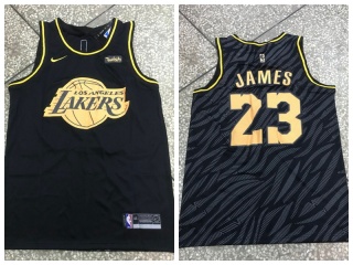 Nike Los Angeles Lakers #23 LeBron James Lights Out Jersey Black