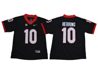 Georgia Bulldogs 10 Malik HerringLimited Jerseys Black