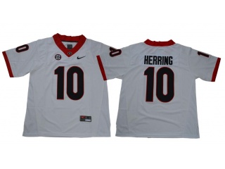 Georgia Bulldogs 10 Malik HerringLimited Jerseys White