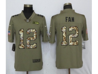 Seattle Seahawks 12 Fan Jersey Olive/Camo Salute To Service Limited