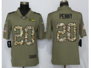 Seattle Seahawks 20 Rashaad Penny Jersey Olive/Camo Salute To Service Limited