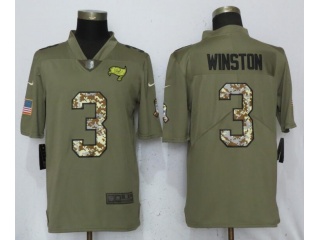 Tampa Bay Buccaneers 3 Jameis Winston Jersey Olive/Camo Salute To Service Limited