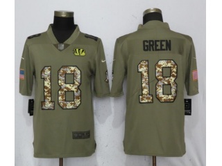 Cincinnati Bengals #18 A.J. Green Jersey Olive/Camo Salute To Service Limited