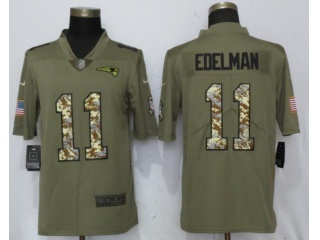 New England Patriots #11 Julian Edelman Jersey Olive/Camo Salute To Service Limited