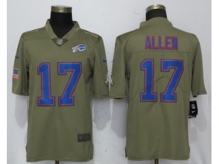 Buffalo Bills 17 Josh Allen Jersey Olive Salute To Service Limited