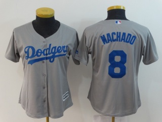 Los Angeles Dodgers #8 Manny Machado Woman Jersey Grey