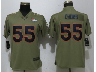 Womens Denver Broncos 55 Bradley Chubb Jersey Olive Salute to Service
