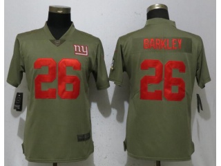 Womens New York Giants 26 Saquon Barkley Jersey Olive Salute to Service
