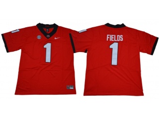 Georgia Bulldogs #1 Justin Fields Limited Jerseys Red