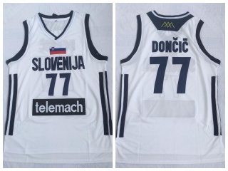 Slovenija Trikot 77 LUKA DONCIC Basketball Jersey White