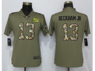 Woman New York Giants #13 Odell Beckham Jr. Jersey Olive Camo Salute to Service