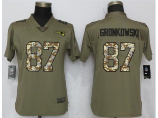 Womens New England Patriots 87 Rob Gronkowski Jersey Olive Camo Salute to Service