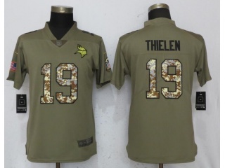 Womens Minnesota Vikings 19 Adam Thielen Jersey Olive Camo Salute to Service