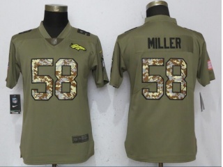 Womens Denver Broncos 58 Von Miller Jersey Olive Salute to Service