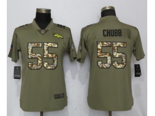Womens Denver Broncos 55 Bradley Chubb Jersey Olive Camo Salute to Service