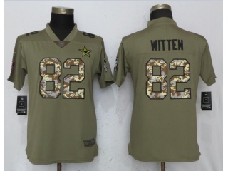 Womens Dallas Cowboys 82 Jason Witten Jersey Olive Camo Salute to Service