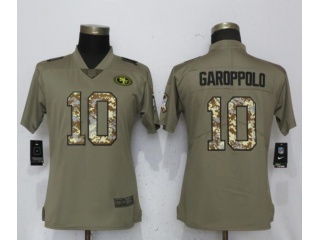 Women San Francisco 49ers 10 Jimmy Garoppolo Jersey Olive Camo Salute to Service