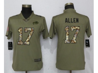 Womens Buffalo Bills 17 Josh Allen Jersey Olive Camo Salute to Service