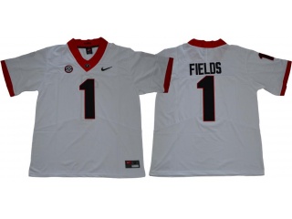 Georgia Bulldogs #1 Justin Fields Limited Jerseys White