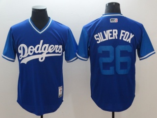 Los Angeles Dodgers 26 Chase Utley Silver Fox Navy Gray 2018 Weekend Day Jersey