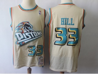 Detroit Pistons #33 Grant Hill Throwback Jersey Cream