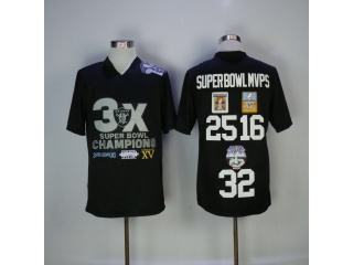 Oakland Raiders #3X Super Bowl MVPS 20 25 32 Jersey Black