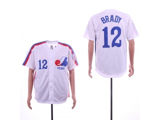 Montreal Expos #12 Tom Brady Baseball Jersey White