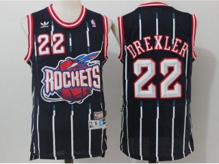 Nike Houston Rockets #22 Clyde Drexler Jersey Blue Pinstripes Throwback