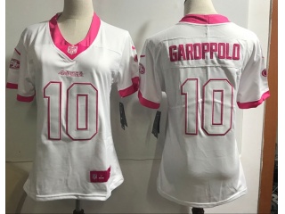 Woman San Francisco 49ers #10 Jimmy Garoppolo Rush Fashion Jersey White Pink