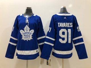 Womens Adidas Toronto Maple #91 John Tavares Hockey Jersey Blue
