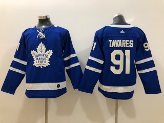Youth Adidas Toronto Maple #91 John Tavares Hockey Jersey Blue