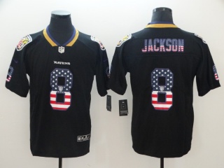 Baltimore Ravens #8 Lamar Jackson USA Flag Fashion Vapor Untouchable Limited Jersey Black