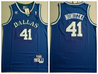 Dallas Mavericks #41 Dirk Nowitzk Throwback Basketball Jersey Light Blue