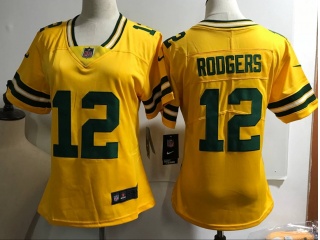 Woman Green Bay Packers #12 Aaron Rodgers Vapor Untouchable Limited Jersey Yellow