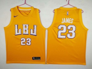 Nike Los Angeles Lakers 23 LeBron James Jersey Yellow LBJ