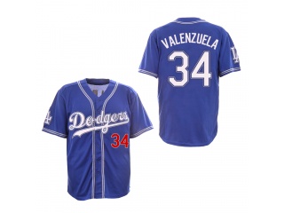 Los Angeles Dodgers 34 Fernando Valenzuela Baseball Jersey Blue 1999-2000