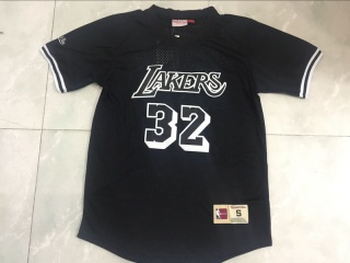 Los Angeles Lakers 32 Magic Johnson Jersey Black Short Sleeve Mesh