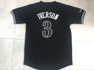 Philadelphia 76ers 3 Allen Iverson Jersey Black Short Sleeve Mesh