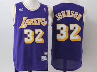 Los Angeles Lakers 32 Magic Johnson Throwback Jersey Purple