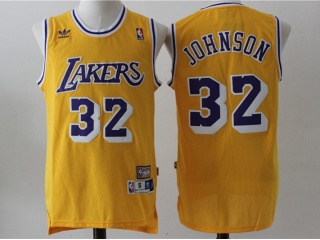 Los Angeles Lakers 32 Magic Johnson Throwback Jersey Yellow