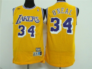 Los Angeles Lakers 34 Shaquille O'Neal Throwback Jersey Yellow