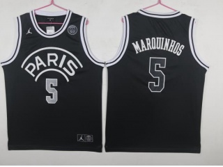 Jordan X Paris Saint-Germain #5 Marouinhos Basketball Jersey Black