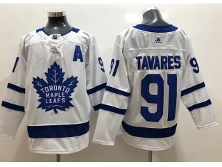 Adidas Toronto Maple Leafs #91 John Tavares White A Patch Jersey