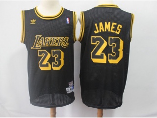 Adidas Los Angeles Lakers 23 LeBron James Jersey Black/Yellow