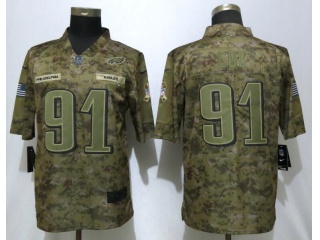 Philadelphia Eagles 91 Fletcher Cox Nike Salute to Service Limited Jersey Camo