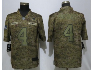 Dallas Cowboys 4 Dak Prescott Nike Salute to Service Limited Jersey Camo