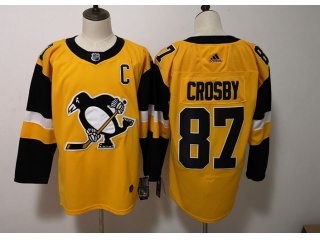 Adidas Pittsburgh Penguins #87 Sidney Crosby Statudim Hockey Jersey Yellow